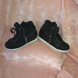 Torrid Black Zipper Sneaker Wedges Size 9